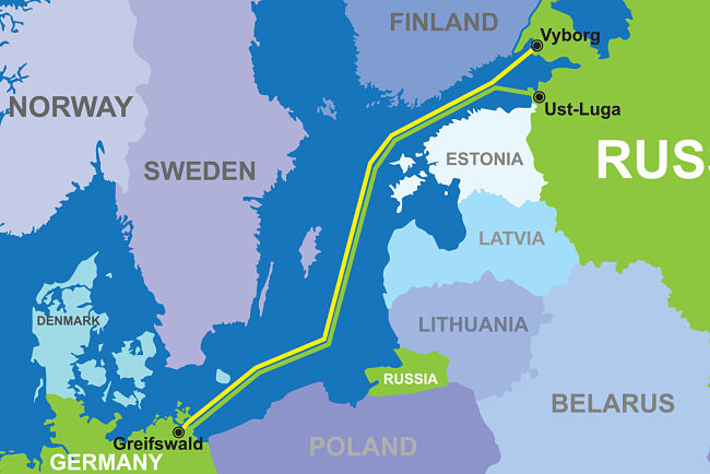 Mapa Nord Stream 2
